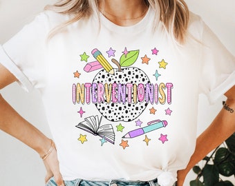 Interventionist Shirt School Staff Team Shirt School Crew Tees Dalmatian Apple Office Squad Tee Back to School Tee Teacher Appreciation Gift