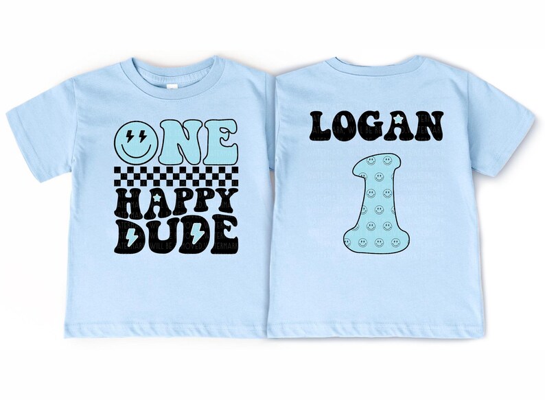 two shirts that say one happy dude and one happy dude