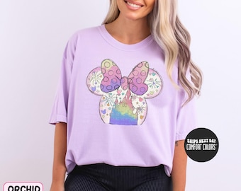 Disney Castle Comfort Colors® Shirt Disney Watercolor Castle Shirt Disney Minnie Bow Shirt Disney Vacation Shirt Disney Watercolor Bow Shirt
