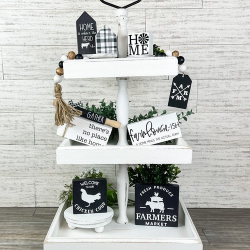 Tiered Tray Decor Bundle Tier Tray Decor Farmhouse Mini Etsy