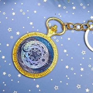 Chain Pendant Watch Holographic Summoning Circle Blue