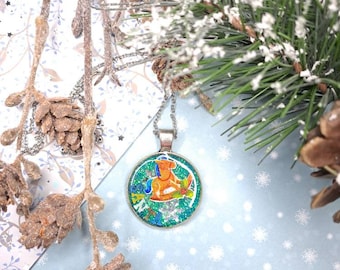 Anhänger Santa mit Kette Resin Gießharz Charm