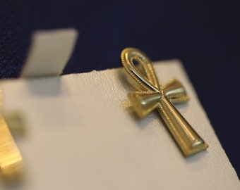 10k Pure Gold Ankh Stud Earrings