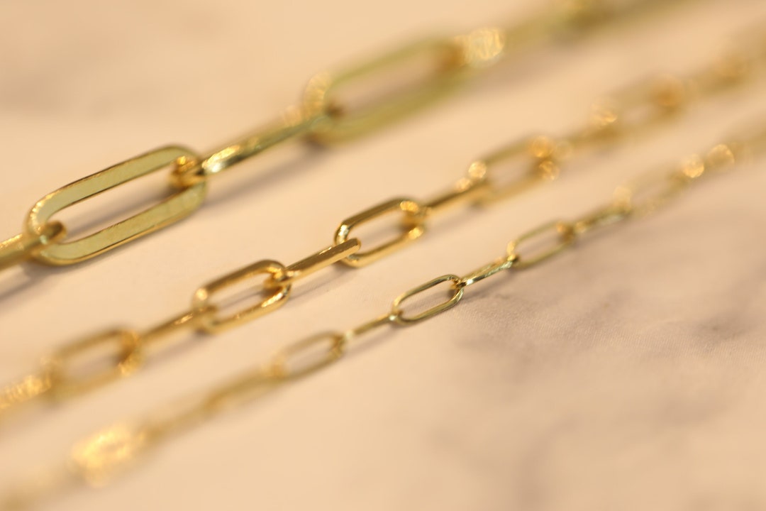 Pure 10k Gold Paperclip Bracelet, Open Link Paperclip Bracelet, for