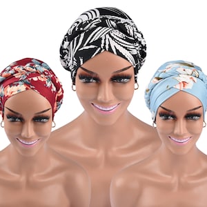Braided Chemo Turban: Soft Stretchy Headwrap for Hair Loss Chemo Hats