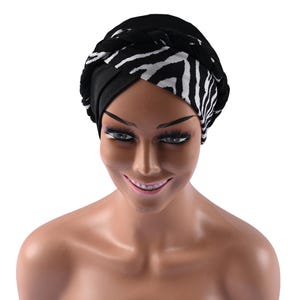 BRAIDED JERSEY Chemo Turban, Pre-Tied Full Coverage Cap, Hair loss Stretchy Chemo Gifts, Twisted Hat Alopecia Protective Styling Turbans
