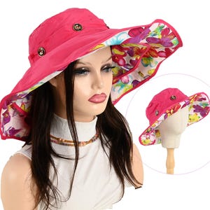 Sun Women Hat ,2-in-1 Summer/Beach Hat, Vacation Hat, Wide Brim hat ,Large Floppy Foldable Hat, Roll up UPF 50+ Beach Sun Hat, 5 COLORS