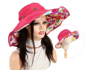 2-in-1 Sun Hat: Wide Brim, UPF 50+, Foldable Beach Hat, Bucket Summer Cap