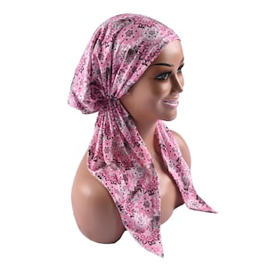 Soft Adjustable Chemo Headwear, Pre-Tied Floral Scarf for Alopecia & Cancer Hair Loss, Comfortable Headwrap for Women,  Chemo Scarf Gifts