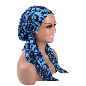 Butterfly Chemo Scarf: Soft Cotton Pre-Tied Headwrap for Hair Loss Strtcht Modest Hair Cover