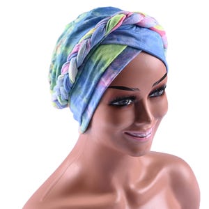 WOMEN PRE-TIED Chemo Turban braided Full Coverage Cap Hair loss Stretchy Chemo Gifts Twisted Hat Alopecia Protective Styling Turbans