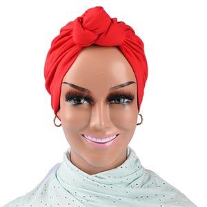 Knotted Cotton Chemo Turban: Pre-Tied Stretchy Alopecia Cap