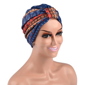 COZY SILKY LINED Pre-tied Chemo Turban, Soft Cotton Hat for Cancer Patients, Alopecia & Hair Loss, Slip-on Knot Caps, Headwear, Chemo Gifts