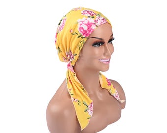 Soft Cotton Chemo Headscarf: Adjustable Turban Wrap with Ties