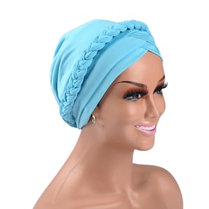 Pre-Tied Braided Turban: Soft Cotton Chemo Headwear for Women Full Coverage Hat