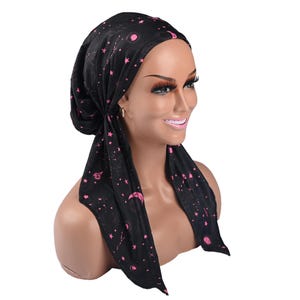 Pre-Tied Cotton Chemo Head Scarf: Elegant Hair Loss Wrap Church Hair Cover Leukemia Gifts