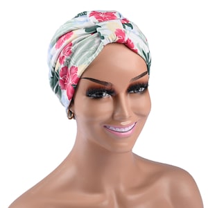 WEDDING SATIN LINED Pre-tied Turban, Lightweight Headwear Alopecia & Hair Loss, Chemo covering Gifts for Her Religious Caps stylish knot Hat