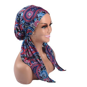 COTTON CHEMO Pre Tied Head Scarves for Women Turbans, Soft Headwear for Alopecia & Cancer, Hair Loss Hats, Head Wrap, Bald Hair Chemo Gifts