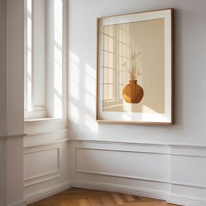 Pampasgras Terrakottaglas Boho Kunstdruck Botanische Kunst Bauernhaus Gras Neutrale Töne Herbstdruck Botanisches Poster