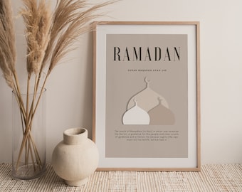 Printable English Ramadan Kareem | Neutral Ramadan print | Ramadan Gift | Ramadan décor | Ramadan Quran verse | Magazine Ramadan poster