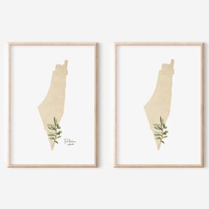Neutral Palestine map | Beige Palestine map | Palestinian home decor | Palestinian Gift | Full Palestine map | خريطه فلسطين