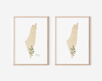 Neutral Palestine map | Beige Palestine map | Palestinian home decor | Palestinian Gift | Full Palestine map | خريطه فلسطين