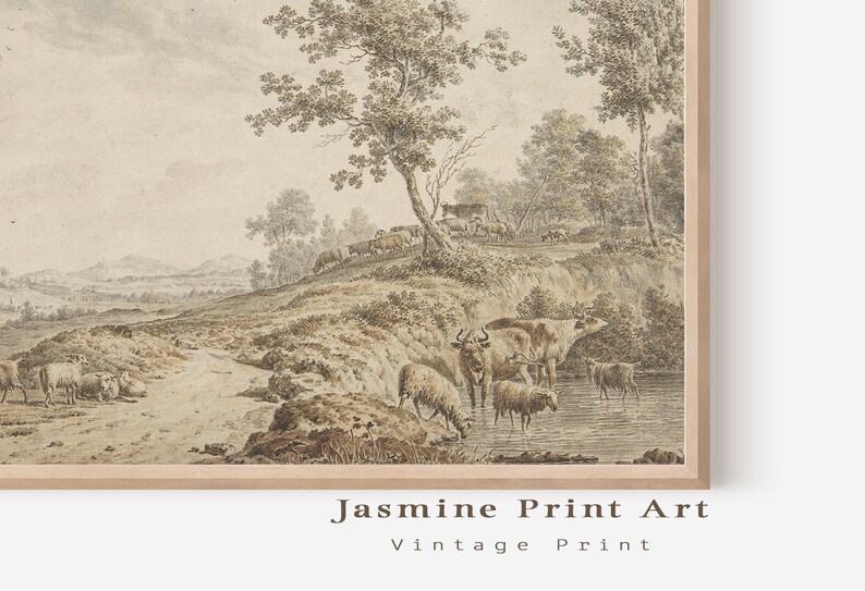 Printable Landscape Painting | Neutral Landscape Vintage Art Print ...