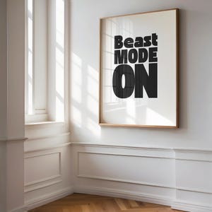 Gym poster | Beast mode on | Motivational Gym Quotes Wall Art | Fitness Digital Download | Workout Inspiration Print | Home Gym Wall Art