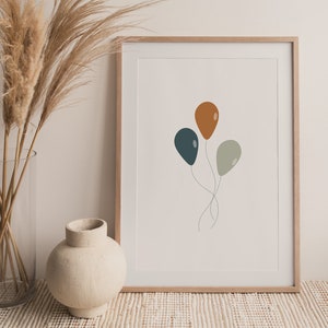 Decoración de la guardería / Arte de la pared de la guardería / Impresión digital de la guardería / Arte de bebé de género neutro / Póster de La guardería Boho / Impresión en globo / Decoración del bebé