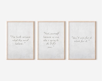 Set of three gym posters | Motivational Gym Quotes Art | | Workout Inspiration Print | Home Gym Wall Art | Inspiration quote | fitness art