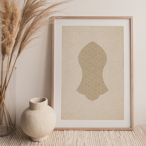 Printable Neutral textured Blessed Sandal Islamic wall art  | Ramadan Gift |  Islamic home décor | Islamic Ornament Print | Islamic Geometry