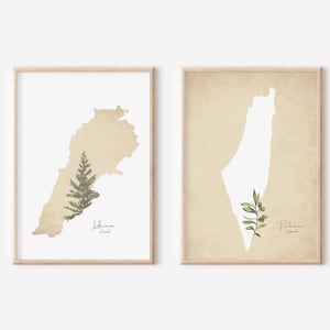 Kaart van Palestina | Kaart Libanon | Libanonceder | Palestijnse olijfboom | Palestijns decor | Libanees decor | Libanees cadeau