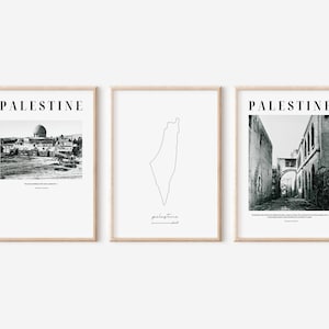 Set of 3 Palestine Posters | Printable vintage Palestine wall art | Black and white Palestine photos Palestine Photo Gallery | Palestine Map