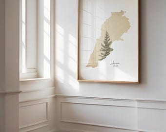 Lebanon Map | Printable Lebanon wall art | Lebanon Poster | Lebanon tree | Lebanon Cedar flag | Printable Map | Digital Lebanese print