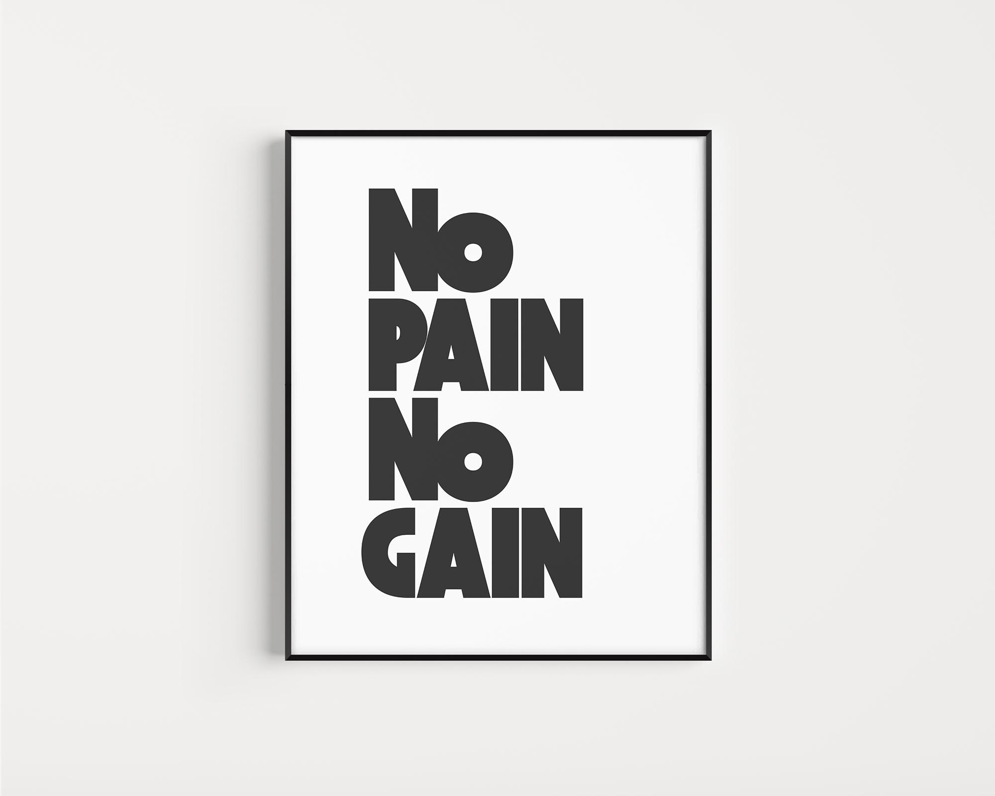 Gym Poster | No Pain No Gain | Motivational Gym Quotes Wall Art ...