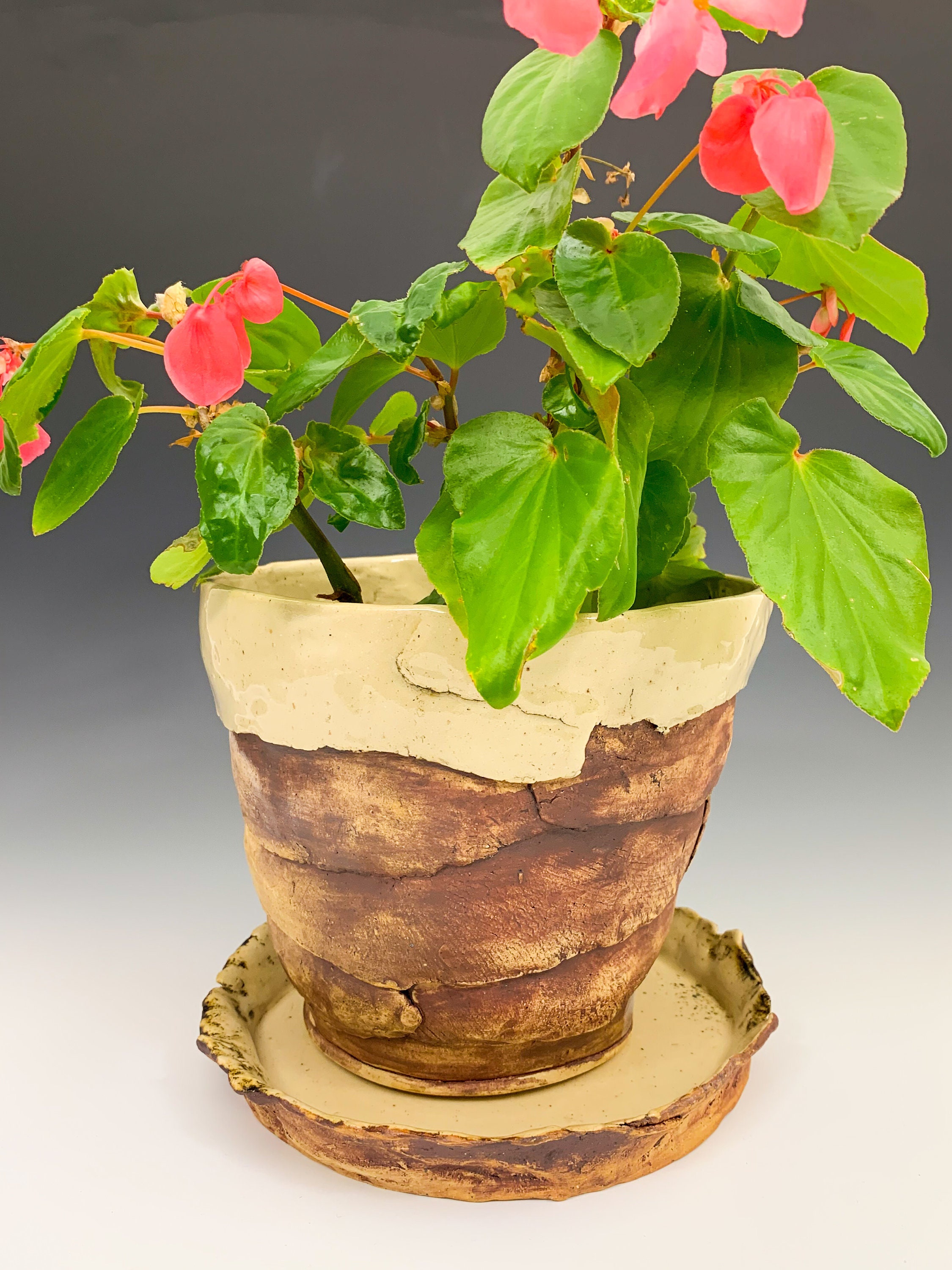 Handbuilt Ceramic Planter with Drainage Hole and Plate Etsy