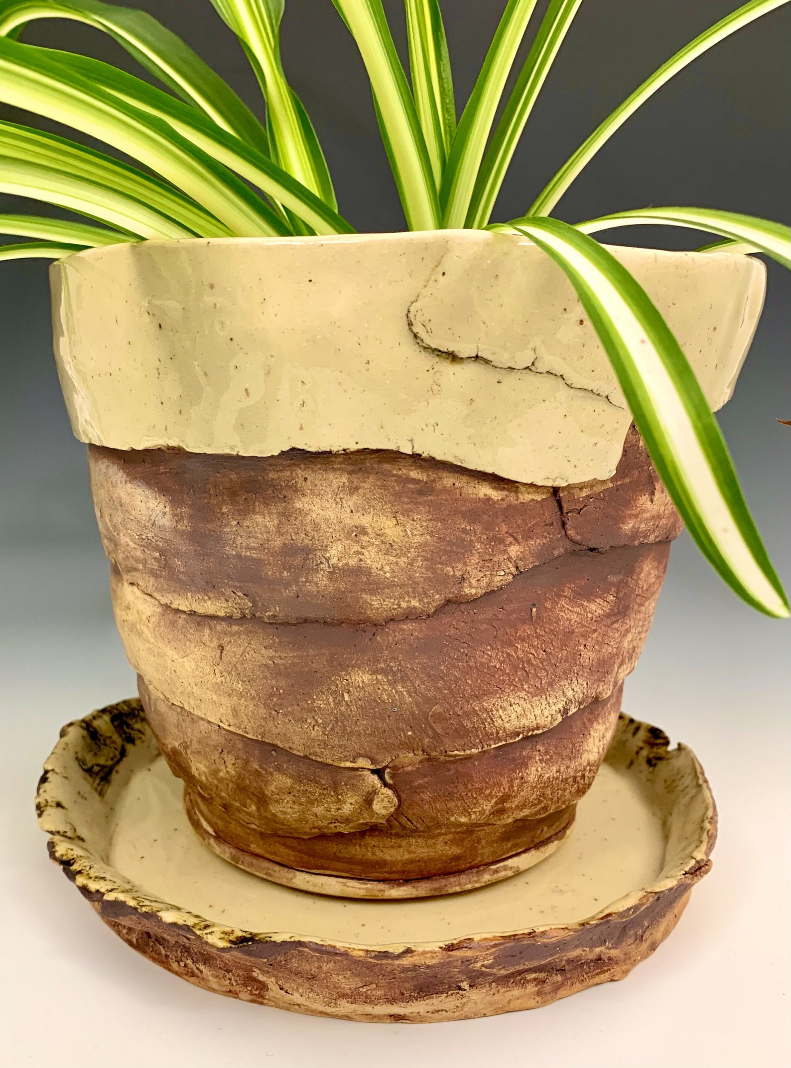 Handbuilt Ceramic Planter with Drainage Hole and Plate Etsy