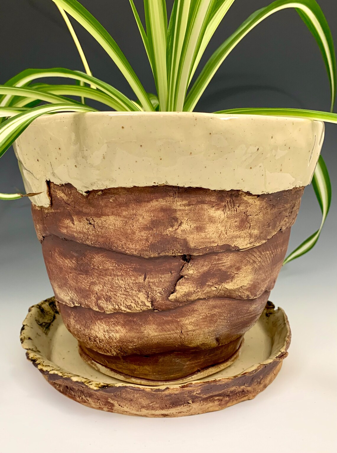 Handbuilt Ceramic Planter with Drainage Hole and Plate Etsy