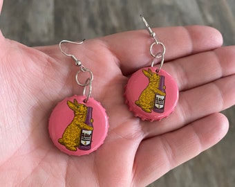 Flying Monkey Bottle Cap Dangle Earrings - Fun Epoxy Design With Surgical Steel Wires - Handmade Style Accessory - View #7