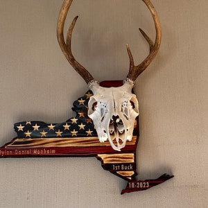 New York European Deer Mount Plaque - Personalized - Any State