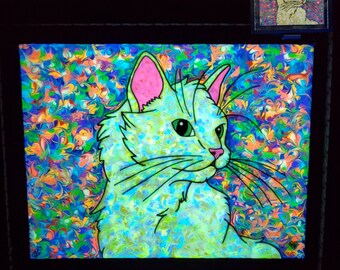 Cat Portrait Painting, Glow + Blacklight