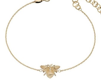 9ct yellow gold honey bee bracelet / yellow gold bee bracelet / bee bracelet / gift