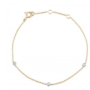 Diamond by the yard bracelet / 9ct yellow gold diamond bracelet / gold diamond dainty bracelet / diamond chain bracelet / gift