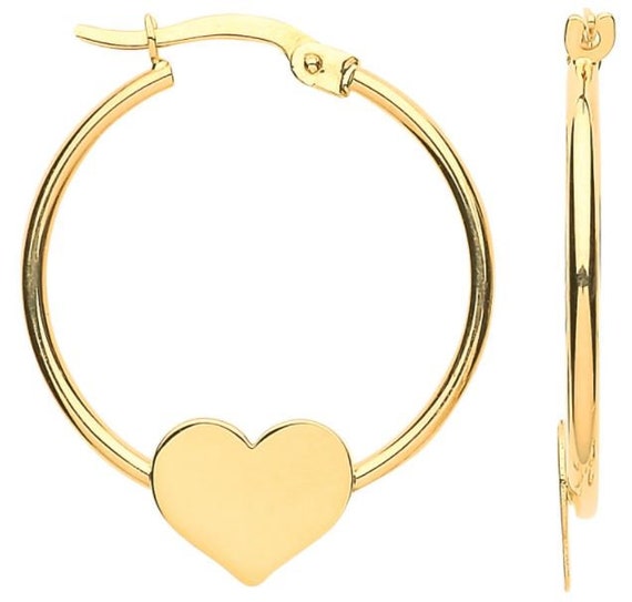 9ct gold heart hoop best sale earrings