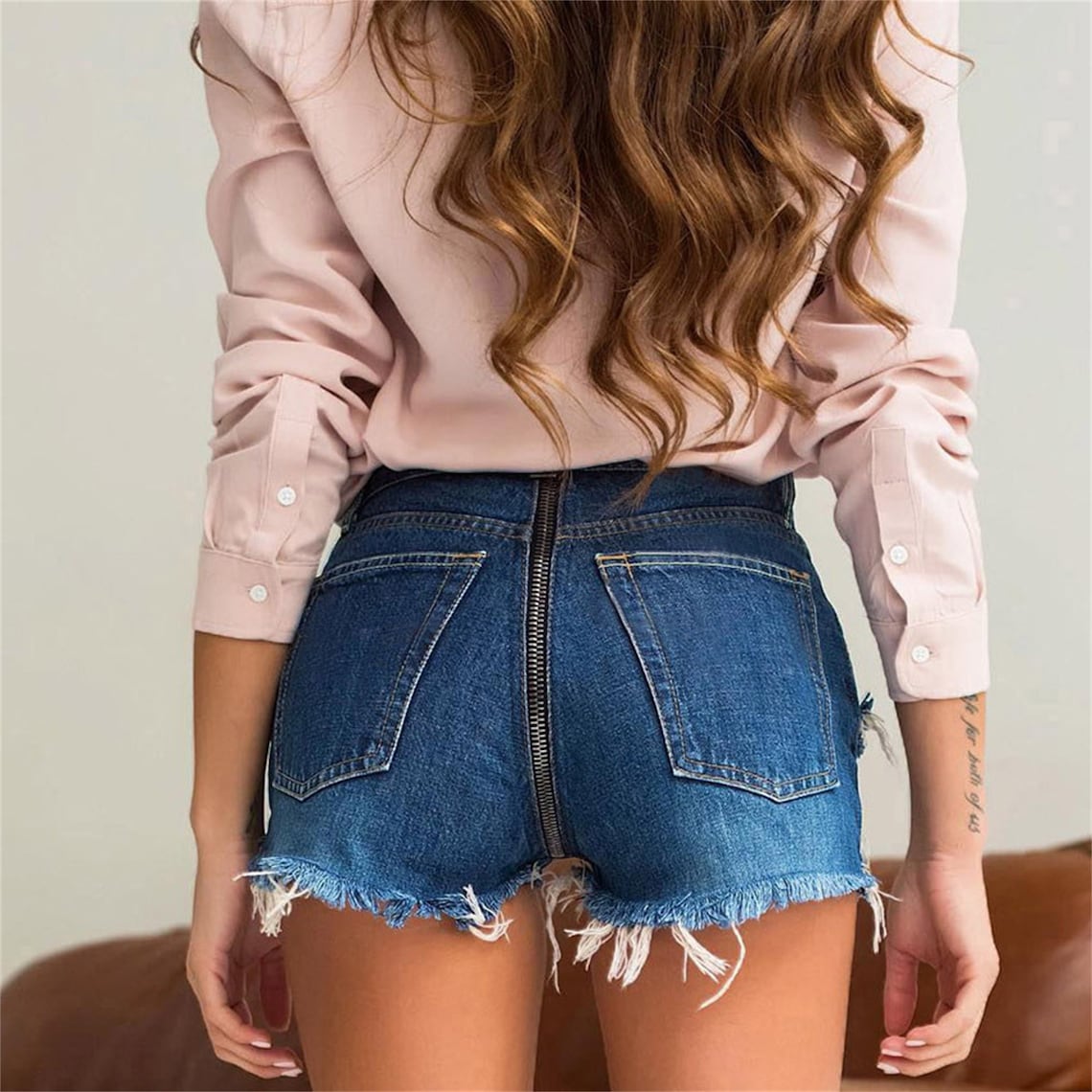 Neue sexy Butt Zipper Haar bart hellblau Jeans Shorts Etsy