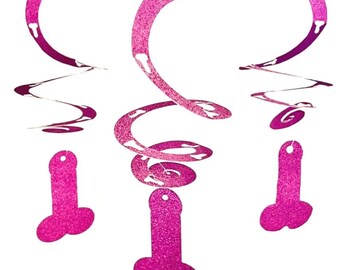 Glitter Party Penis Streamer, Bachelorette, Bachelor Decor