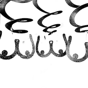 May include: Black and white abstract art print featuring a series of overlapping circles and curved lines. The design is reminiscent of a stylized human figure.