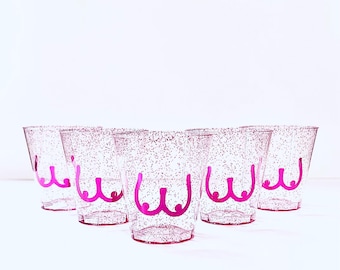 Glitter Boobie Shot Glass: Holographic Vinyl, 2 oz Disposable