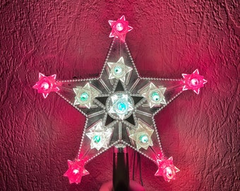 RARE vintage années 80 Star Topper Red Star Fabriqué dans les lumières soviétiques de l’URSS pour l’arbre de Noël URSS Décoration de Noël Décoration lumineuse russe Étoile soviétique