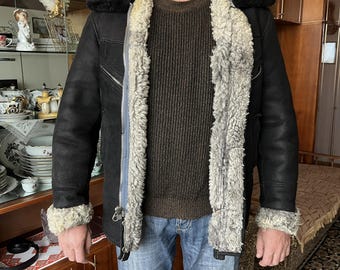 Size 52 Soviet Style Military Pilot Winter Pilot Fur Jacket USSR